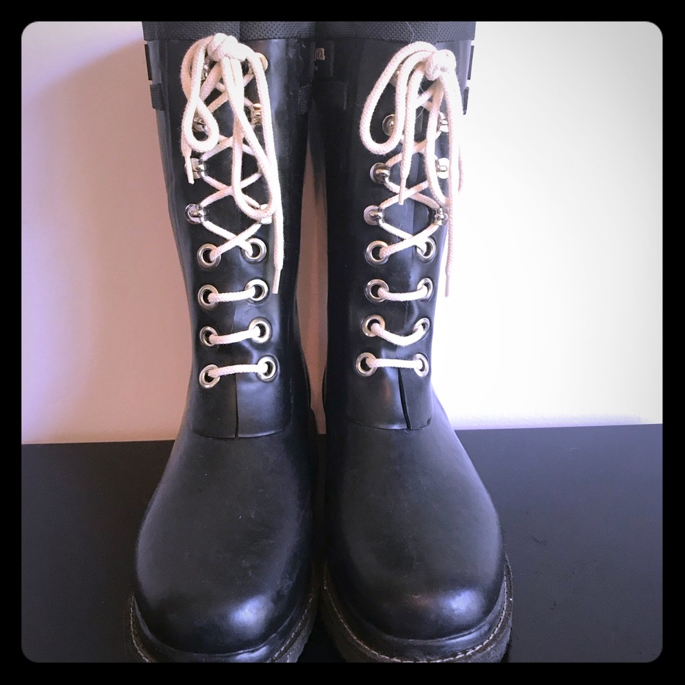 ILSE JACOBSEN BLACK RUBBER RAIN BOOTS